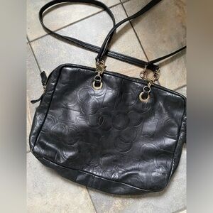 Leather Embossed Black Shoulder Bag